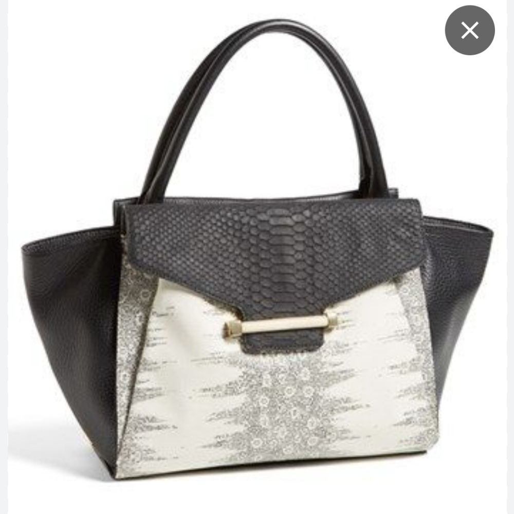 Vince Camuto Julia Satchel White And Black Bag